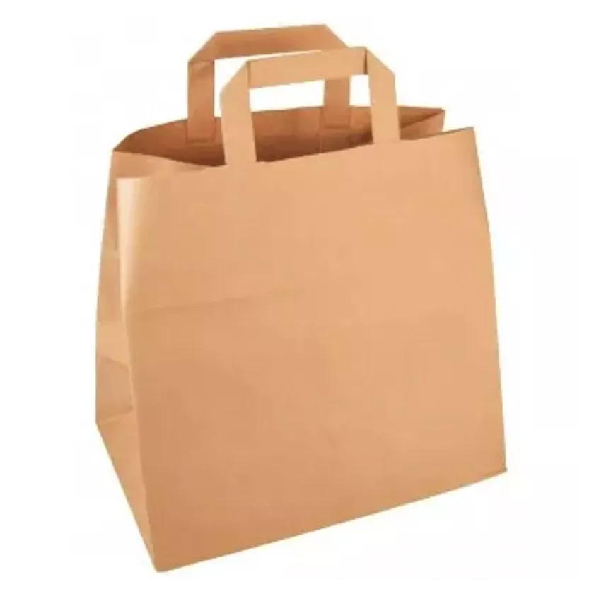 Sac papier 32xh27+16cm 70g brun plus poignee plate