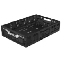Bac pliable verrou actif noir 600x400x181mm