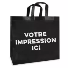 Shopper non tisse PP noir 390x350+200mm imprime