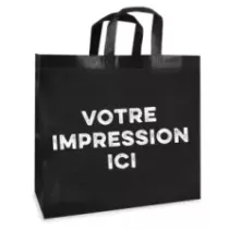 Shopper non tisse PP noir 390x350+200mm imprime