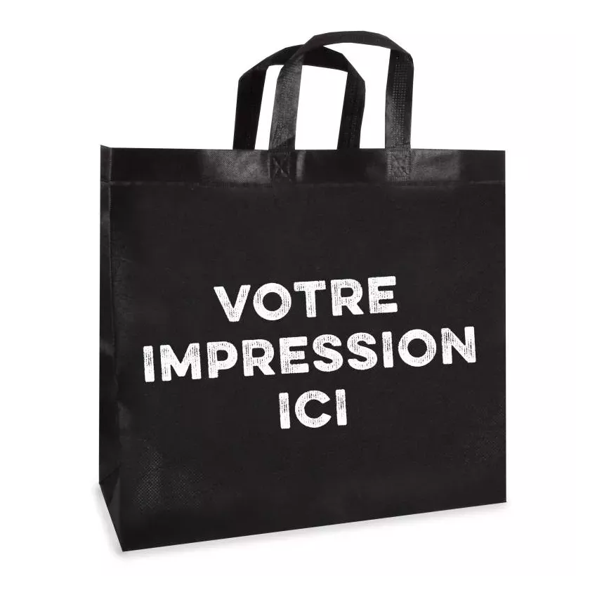 Shopper non tisse PP noir 390x350+200mm imprime