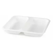 PP tray 227x178x40mm blanc 2 compartiments