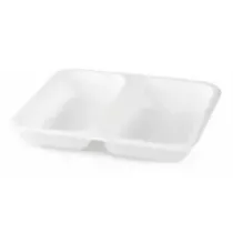 PP tray 227x178x40mm blanc 2 compartiments