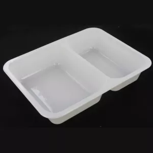 CPET tray 225x175x43mm blanc 2 compartiments 655-455ml Duni 115504