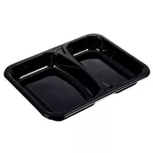CPET tray 227x178x29mm noir 2 compartiments 770ml reference 2227-2L