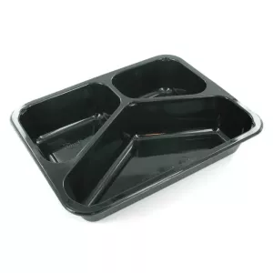 CPET tray 225x175x43mm noir 3 compartiments 525-275-205ml Duni 115506