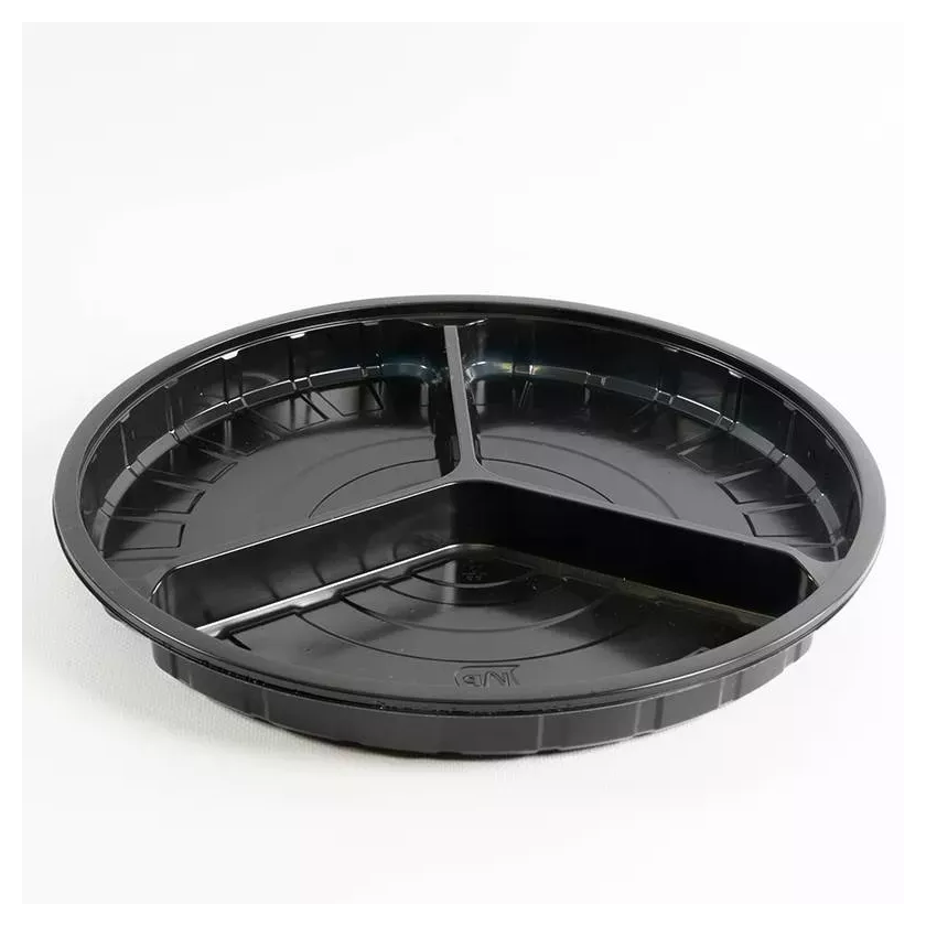 PP ravier a sceller noir 3 compartiments diametre 310xh30mm carbon-free