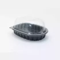 Combi ravier poulet avec couvercle noir-transparent 264x200x102mm PP