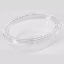 RPET cup 250ml sans fuites ovale couvercle a charniere 148x112x45mm