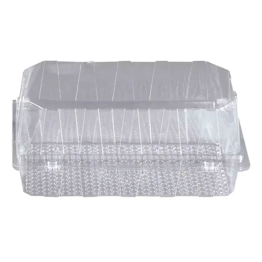 Blister patisserie PET rectangulaire couvercle a charniere 216x125x50mm