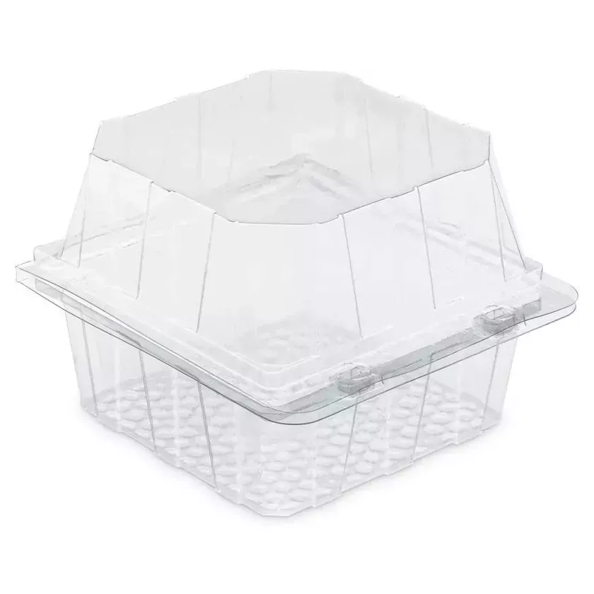 Blister patisserie PET rectangulaire couvercle a charniere 130x120x50mm