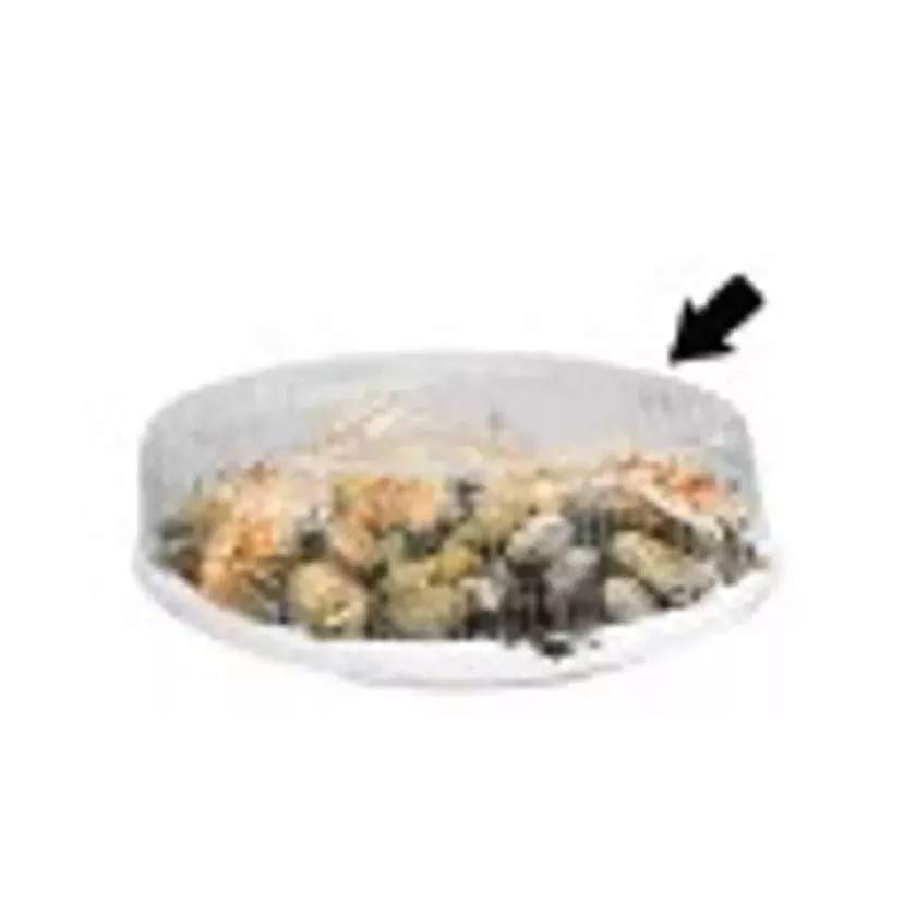 Couvercle PET diametre 350mm transparent pour ravier EPS fruits de mer blanc