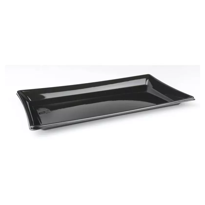 PET plat rectangulaire 160x220mm noir Sabert Pagoda