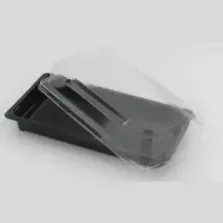 PET plat 171x91mm avec couvercle noir et transparent
