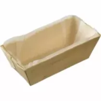 Barquette bois avec papier cuisson 375ml 140x75x50mm