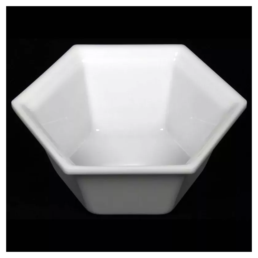 Saladier hexagonal plexi blanc 195x75mm 1 litre