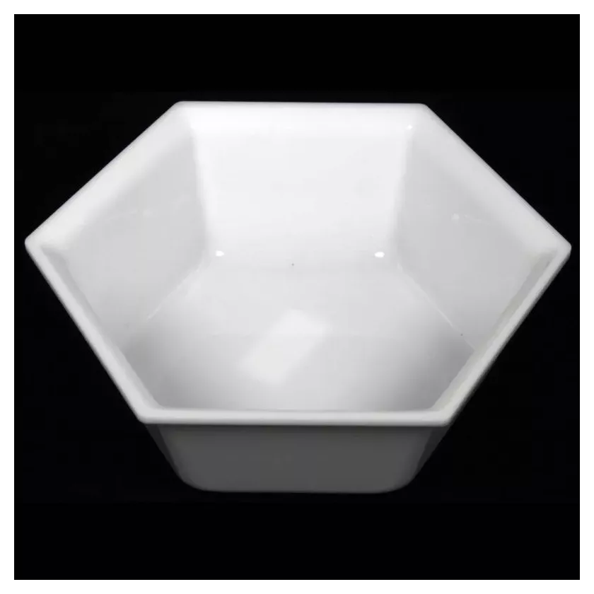 Saladier hexagonal plexi blanc 245x75mm 2 litres