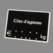 Etiquette sans pic 9x6cm avec texte noir bord blanc