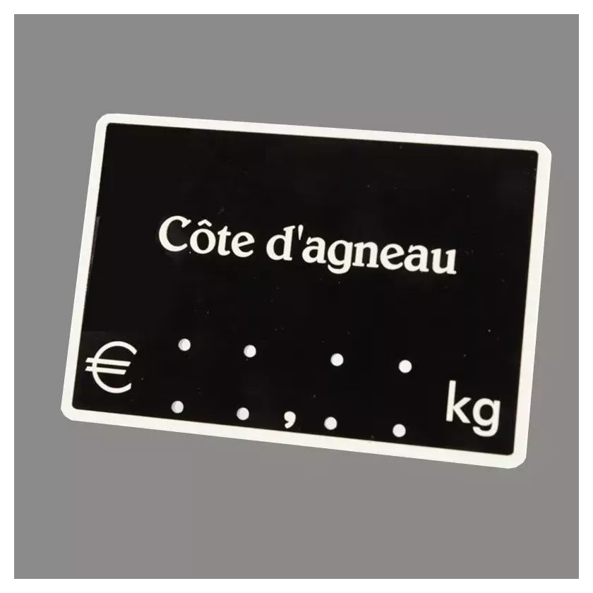 Etiquette sans pic 9x6cm avec texte noir bord blanc