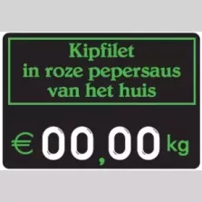 Etiquette sans pic 9x6cm noir cadre vert et texte vert 001