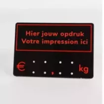 Etiquette sans pic 9x6cm noir cadre rouge et texte rouge 001