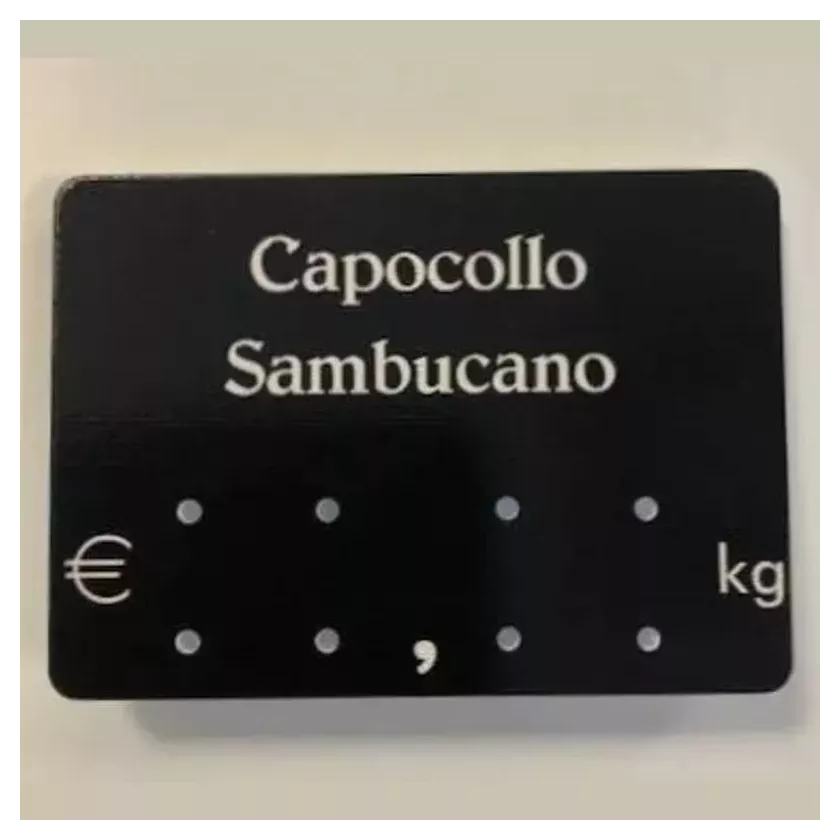 Etiquette sans pic 7x5cm noir avec texte