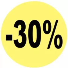 Autocollant -30 pourcent diametre 3cm fluo jaune