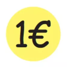 Autocollant 1 euro diametre 3cm fluo jaune