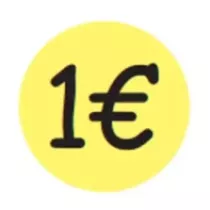 Autocollant 1 euro diametre 3cm fluo jaune