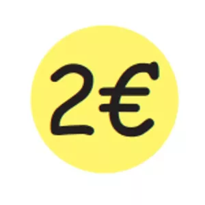 Autocollant 2 euros diametre 3cm fluo jaune