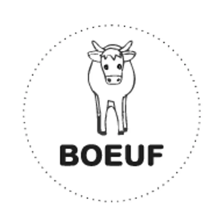 Autocollant boeuf diametre 3,5cm blanc et noir