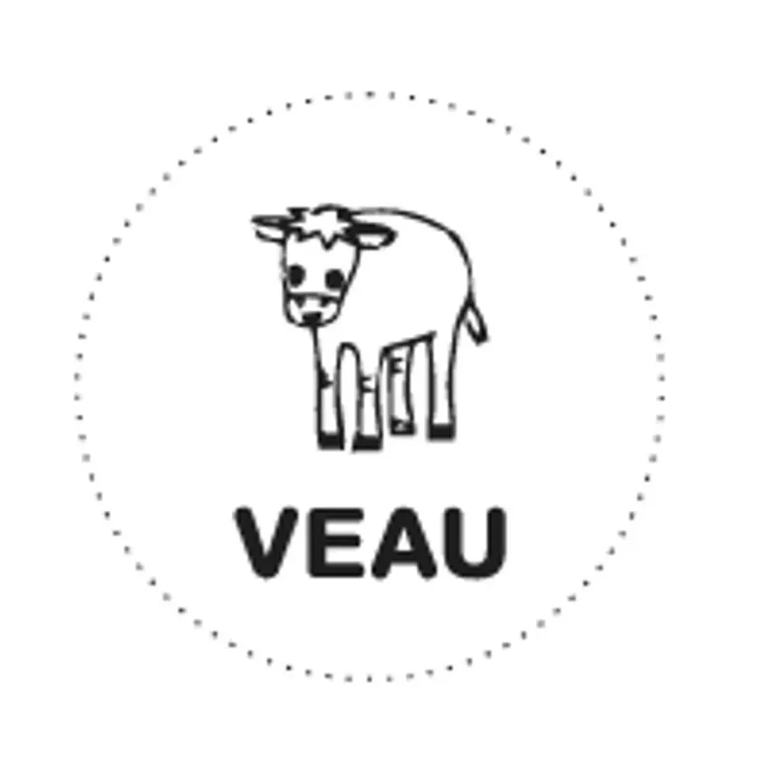 Autocollant veau diametre 3,5cm blanc et noir