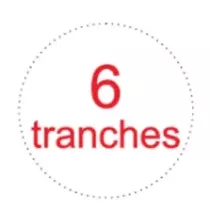 Sticker 6 tranches diametre 3,5cm blanc rouge