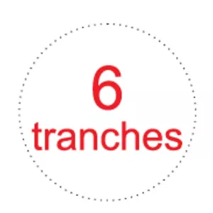 Sticker 6 tranches diametre 3,5cm blanc rouge