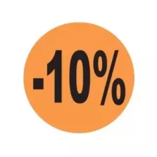 Autocollant -10 pourcent diametre 4cm fluo orange