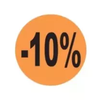 Autocollant -10 pourcent diametre 4cm fluo orange