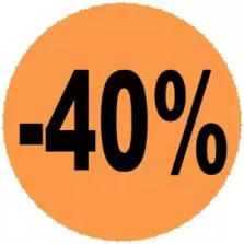 Autocollant -40 pourcent diametre 4cm fluo orange