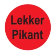 Autocollant lekker pikant diametre 4cm rouge et noir