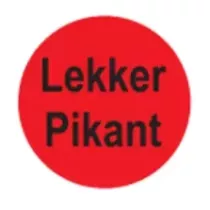 Autocollant lekker pikant diametre 4cm rouge et noir