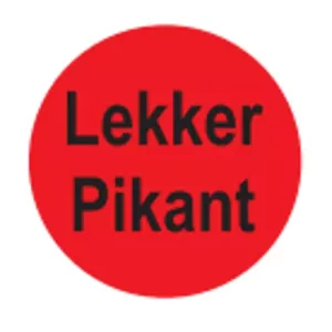 Autocollant lekker pikant diametre 4cm rouge et noir