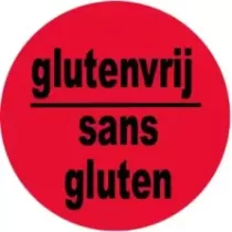 Sticker glutenvrij sans gluten diametre 4cm rouge noir