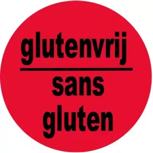 Sticker glutenvrij sans gluten diametre 4cm rouge noir