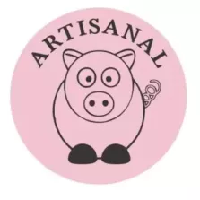 Autocollant artisanal porc diametre 4cm rose et noir