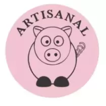 Autocollant artisanal porc diametre 4cm rose et noir