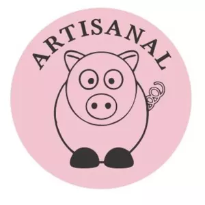 Autocollant artisanal porc diametre 4cm rose et noir