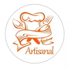 Autocollant artisanal diametre 4cm blanc et orange