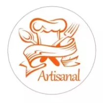 Autocollant artisanal diametre 4cm blanc et orange