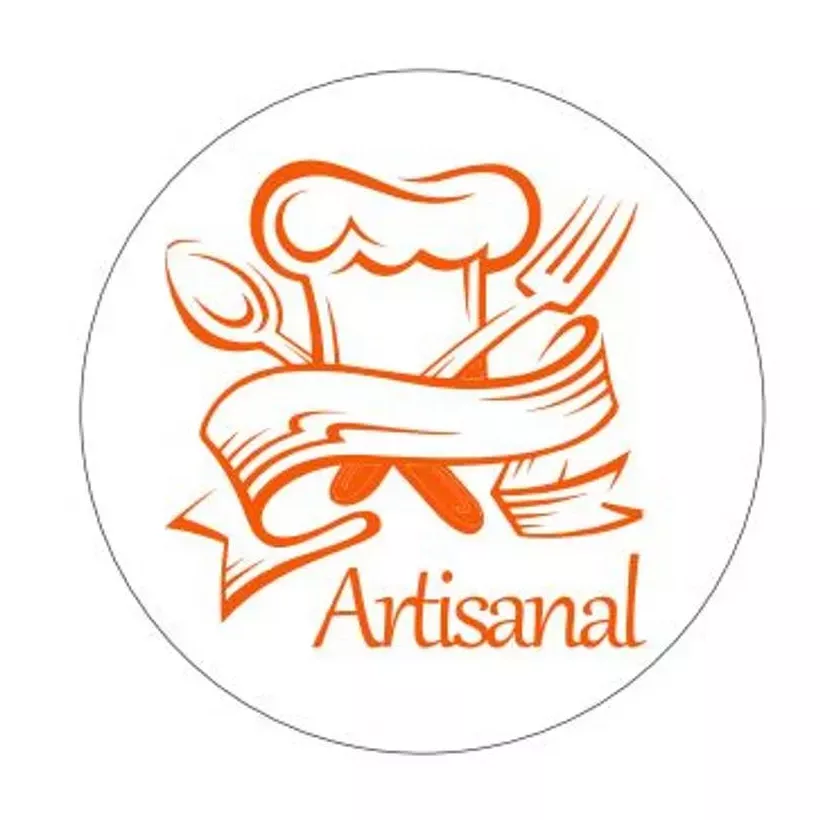 Autocollant artisanal diametre 4cm blanc et orange