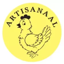 Autocollant artisanal poulet diametre 4cm fluo jaune