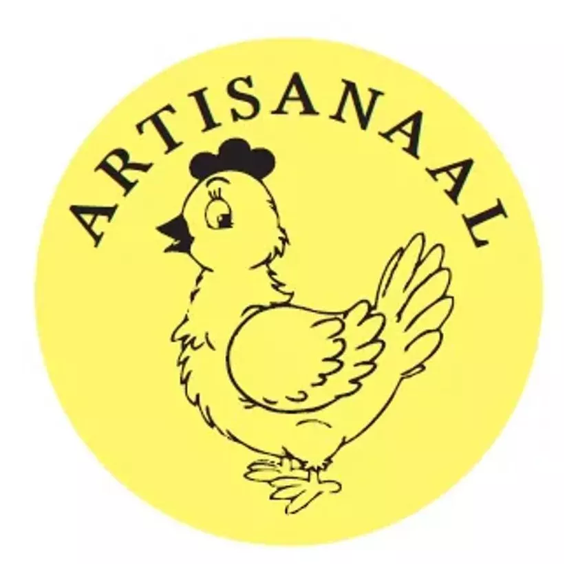 Autocollant artisanal poulet diametre 4cm fluo jaune
